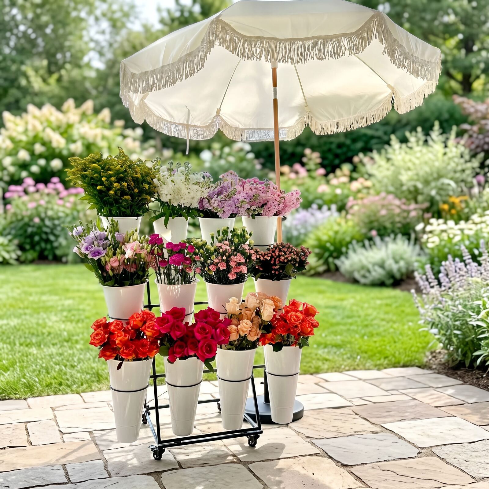 Edited flower bar inspiration in a garden setting